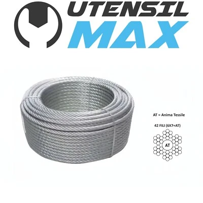 FUNE ACCIAIO ZINCATO 42 FILI Ø2-Ø3 MT. 10-25-100 - Immagine 1 di 4