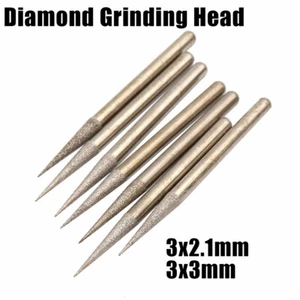 Diamond Grinding Head Needle Bits Burrs Engraving Carving Tools Jade Stone Glass - Picture 1 of 8