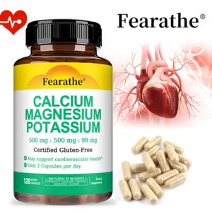 Calcium Magnesium Potassium Capsules - Strong Cardiovascular,Bone,Teeth & Muscle - Picture 1 of 15