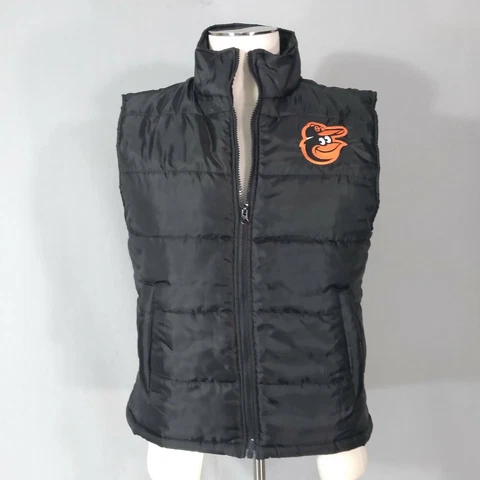 Baltimore Orioles puffer vest Men's Medium medium black Embroidered Logo Cover