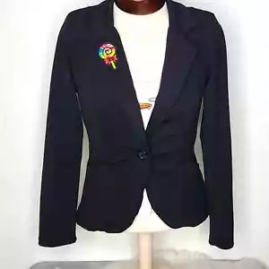 Blazer Size Small Black Stretch Embellished Lollipop Eclectic Unique Funky Cute - Picture 1 of 8