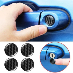 4Pcs 20mm Carbon Fiber Car Door Lock Keyhole Sticker Protector Cover Accessories - Picture 1 of 8