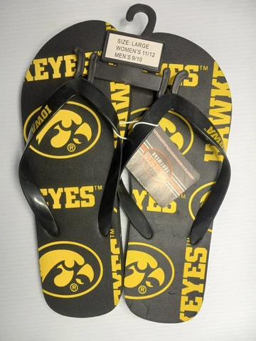 Iowa Hawkeyes Flip Flop Sandal Slippers Collegiate Licensed Footwear Size Large Cover
