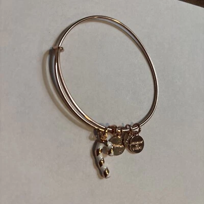 Браслет Alex And Ani Candy Cane рождественский браслет розовое золото подлинный новый в коробке - Изображение 1 из 3