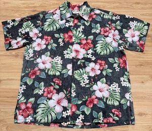 GO BAREFOOT HAWAIIAN TRADITION USA COTTON S/S BUTTON FRONT SHIRT XL EUC GUITARS - Picture 1 of 5