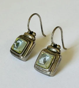 Pendientes de gancho colgantes vintage de plata de ley 925 prasiolita verde amatista - Imagen 1 de 21