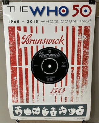 THE WHO 50 1965-2015 WHO'S COUNTING Richard Evans Offset Lithography Poster COA - Image 1 of 4