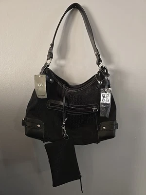 Giani Bernini Annabelle Signature Handbag  Satchel Black Cloth & Leather NWT - Image 1 of 4