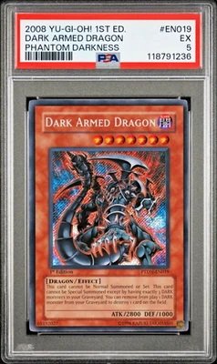 PSA 5 1ST EDITION Secret Rare Dark Armed Dragon PTDN-EN019 2008 YUGIOH - Image 1 of 2
