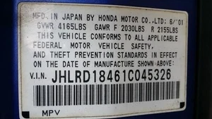 Driver Left Tail Light Fits 97-01 CR-V 8239738 - Picture 1 of 7