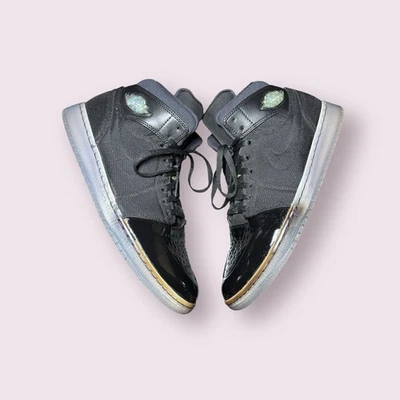 Air Jordan 1 Gamma Azul 11.5 Hombres TXT Medio Negro Patente Nike Retro 616369-089  Foto 1 de 4