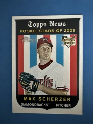 2008 Topps Heritage High Number - 2008 年新秀明星 Max Scherzer #519 (RC) — 第 1/4 张图片
