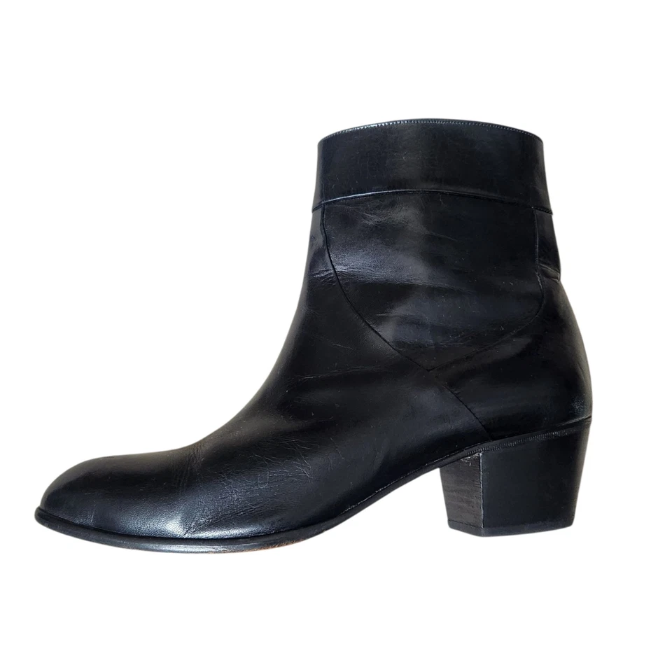 Botas de vestir cortas al tobillo Pierre Cardin negras anchas talla 10 EEE vintage para hombre  Foto 1 de 4