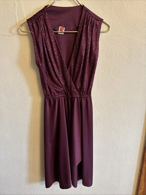 Vestido de Fiesta Cottail Lentejuelas Púrpura Profundo Hecho en Unión Prenda de Colección Int Damas Talla 7 Foto 1 de 4