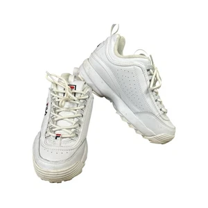 Para mujeres Fila Disruptor II Gruesas Blancas Cuero Con Cordones Moda Tenis Talla 7 - Imagen 1 de 7