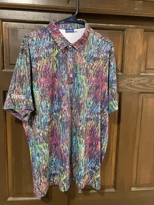 HRESKI - Polo de Golf XL Estampado Jackson Pollock Pintura Salpicaduras - EXCELENTE - - Imagen 1 de 3