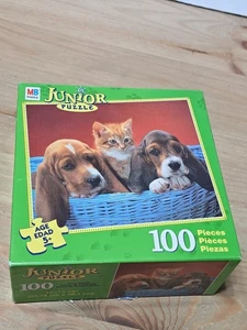 MB Hasbro Junior 100 pc Puzzle Kitty Cat Puppy Dogs 12 1/2" x 15" Ages 5+ 2003 - Picture 1 of 6