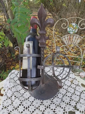 Vintage Wrought Iron 2 Bottle Wine Table Holder British Made - Image 1 of 4