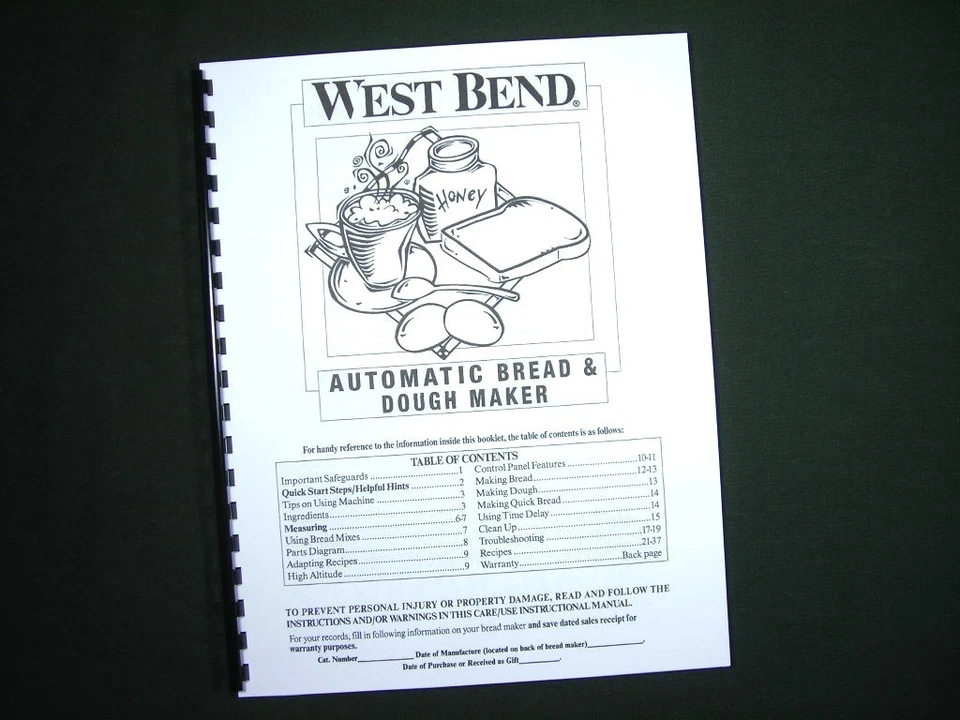 Manual de instrucciones de la máquina para hacer pan West Bend 41052 con recetas 41052 Foto 1 de 1