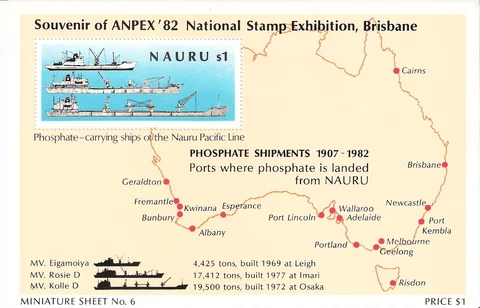 Nauru 1982 Phosphate Industry Anniversary Souvenir Sheet MNH (SC# 256) Cover