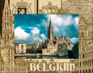 Marco de imagen de madera grabado con láser de Bélgica (5 x 7) - Imagen 1 de 2