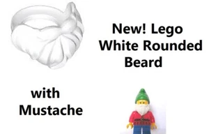 LEGO White Beard Santa Dwarf Fisherman Short Rounded Mustache Fits Minifigure - Picture 1 of 1