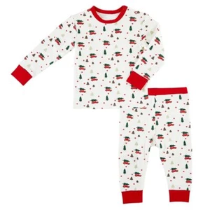 Christmas Footie Pajamas Red Set of 2 Pieces Cotton Unisex Pajama - Pack of 2 - Picture 1 of 3