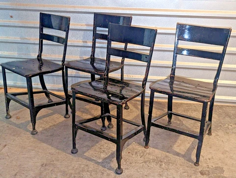 (30) UHL ' TOLEDO'  CHAIRS ~ 1930'S STEEL INDUSTRIAL CHAIRS ~ LOT OF 30! Cover