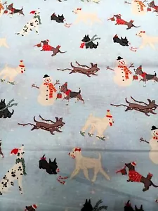 JoAnn Christmas Cotton Fabric - Dogs and Snowmen - 2 yards - C-600-T - Picture 1 of 4