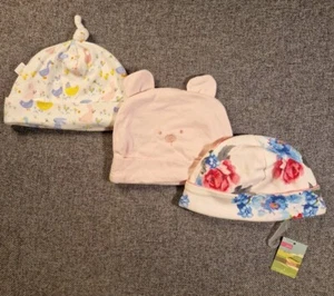 Baby Girls Hat Bundle 3-6 Months Tie Top Cotton Floral Beanie Joules Jojo (H70) - Picture 1 of 5
