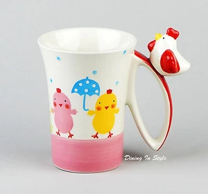 Indra 12 oz. Mug, MINT UNUSED Condition! Chicken, Pink, Blue, Yellow & Red - Picture 1 of 4