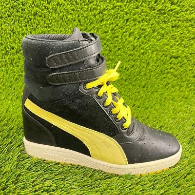 Puma Sky Wedge High Womens Size 7 Black Yellow Walking Casual Shoes Sneakers - Image 1 of 4