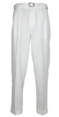 Mens White Dress Pants Big & Tall Pleated Slacks With Belt New Sizes 44 to 70 - Image 1 of 4