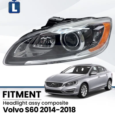 HID/XENON Headlight For 2014-2018 Volvo S60 V60 Black Housing Driver Side New Foto 1 de 3