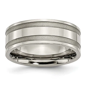 Chisel Titanium Brushed and Polished 8mm Grooved Band TB203 - Picture 1 of 7