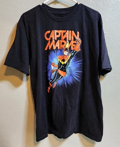 Marvel Comics Captain Marvel Retro Comic Shirt Black Shirt Sz: XL VGC - Picture 1 of 3