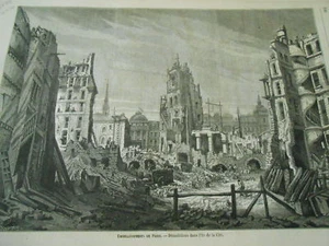 Gravure 1862 - Paris Démolitions dans l'Ile de la Cité - Foto 1 di 1