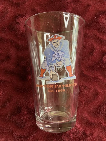 Vintage 60's Boston Patriots Old Logo NFL Glass Cup New England Cover