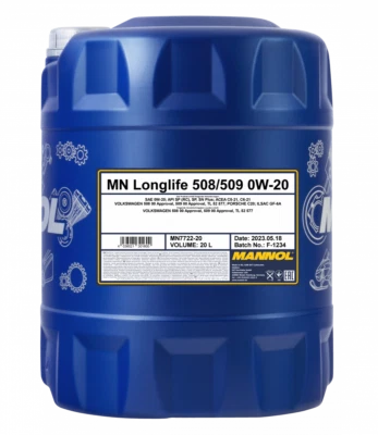 20 L MANNOL Longlife 508/509 0W-20 Motoröl 7722 API SP (RC) SN Plus ACEA C5-21