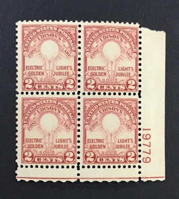 us  1929 VF MLH Sc#655 PLBLK of 4 CV$35. (W21) - Image 1 of 2