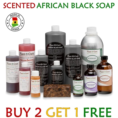 16 oz. SCENTED African Black Soap Liquid Raw 100% Pure Organic Body Face Wash - Image 1 of 4