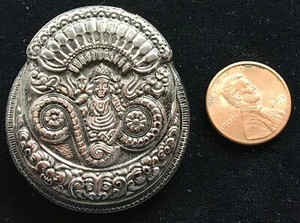 Großer böhmischer Glas Buddha Knopf - schwarz mit massivem Silber - Bild 1 von 3