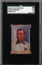 1910 W-UNC Strip Card Hughie Jennings Hand Cut SGC 20 P1255