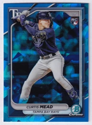 2024 Bowman Chrome Sapphire #49 Curtis Mead RC Tampa Bay Rays - Image 1 of 2