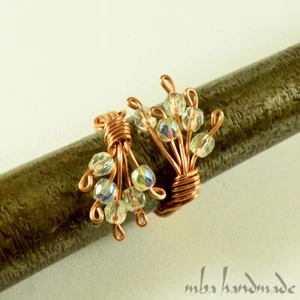 Shiny Swarowski Crystals Flower Ring Any Size Wire Wrapped Artisan Jewelry - Picture 1 of 3