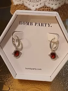 BP RBP3770 "Simplistic Love" July Ruby/Rhodium Earrings - Picture 1 of 4