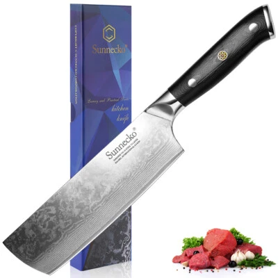 Cuchillo japonés Nakiri de 7 pulgadas VG10 Damasco acero cuchillo de corte de chef cocina Foto 1 de 4