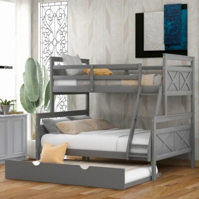 Wooden Bunk Bed w/ Storage Drawers or Trundle Bed Twin Over Full Bunk Bed Frames - Image 1 of 4