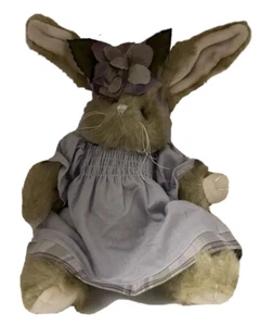 Bearington Collection Classic 12” plush bunny in purple dress/flowers - Picture 1 of 7