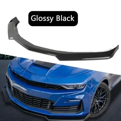 Fits For 16-22 Chevy Camaro 1LE Style Gloss Black Front Bumper Lip Splitter ABS - Image 1 of 4